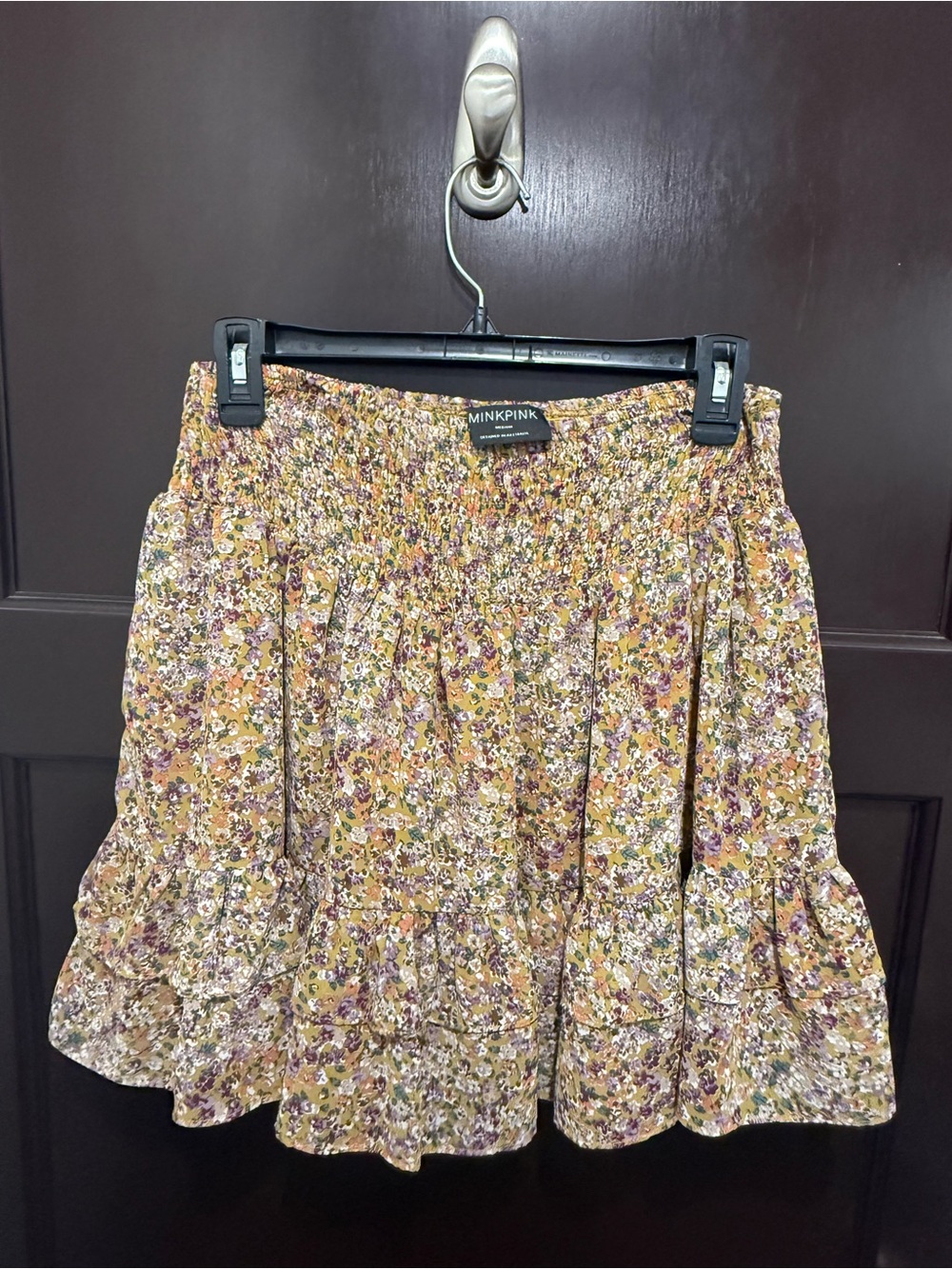 MINKPINK Bouznika Floral Smocked Ruffle Circle Skirt